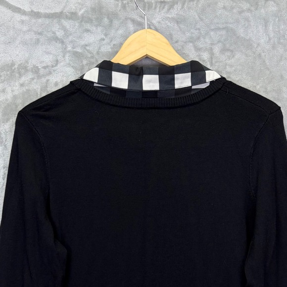 Adrianna Papell Womens Sweater Layered Look Gingham Plaid XL Peppy Work Career - Picture 5 of 12